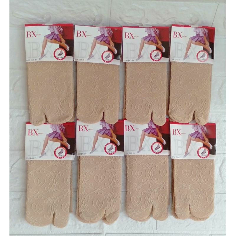 Kaos kaki jempol wanita 2jari pendek /kaos kaki jempol warna krem stoking Timbul