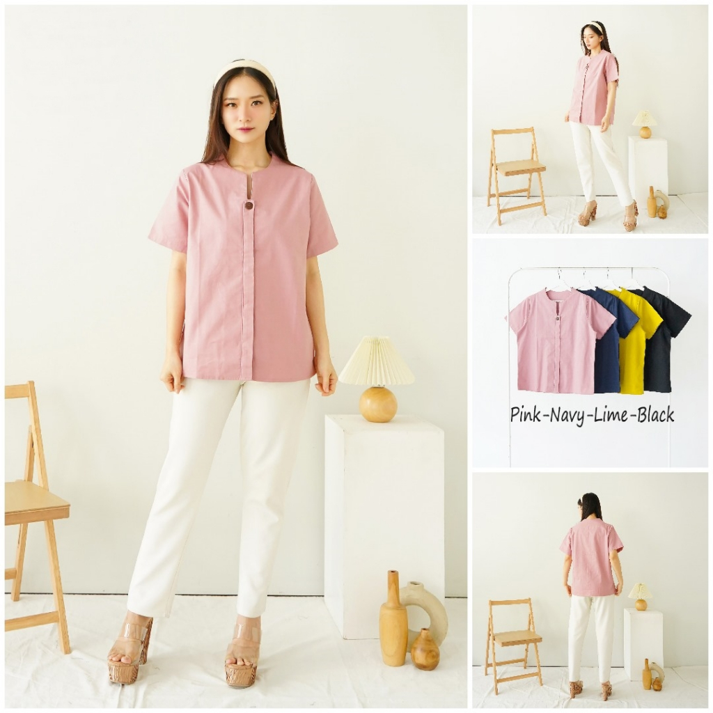 Atasan Top Kemeja Big Size Blouse Wanita Jumbo One Size Fit M L XL Blus Formal Casual Modern Baju Ke