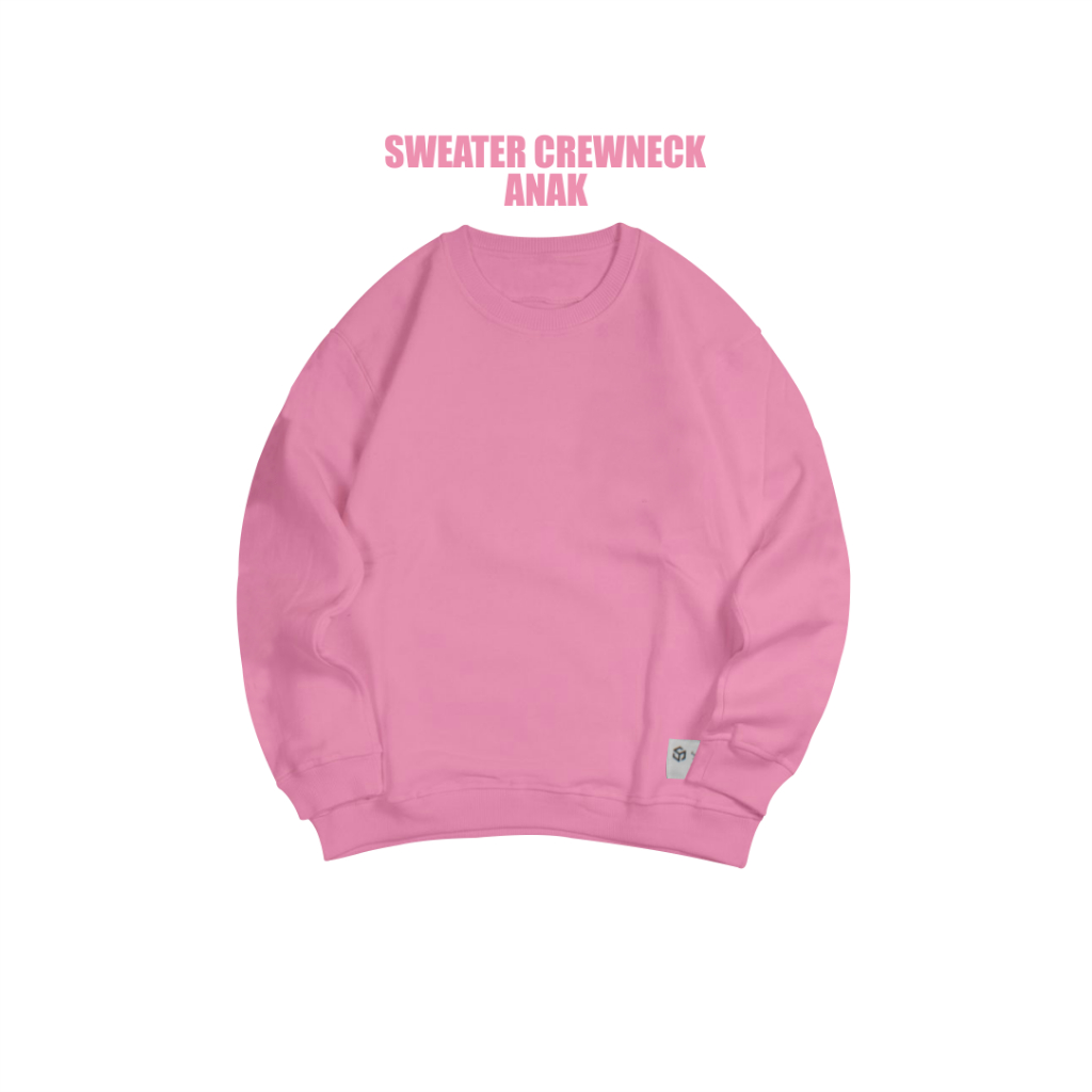 Spasmodic - Sweater Crewneck Anak Pria Wanita Basic Polos Pink Baby