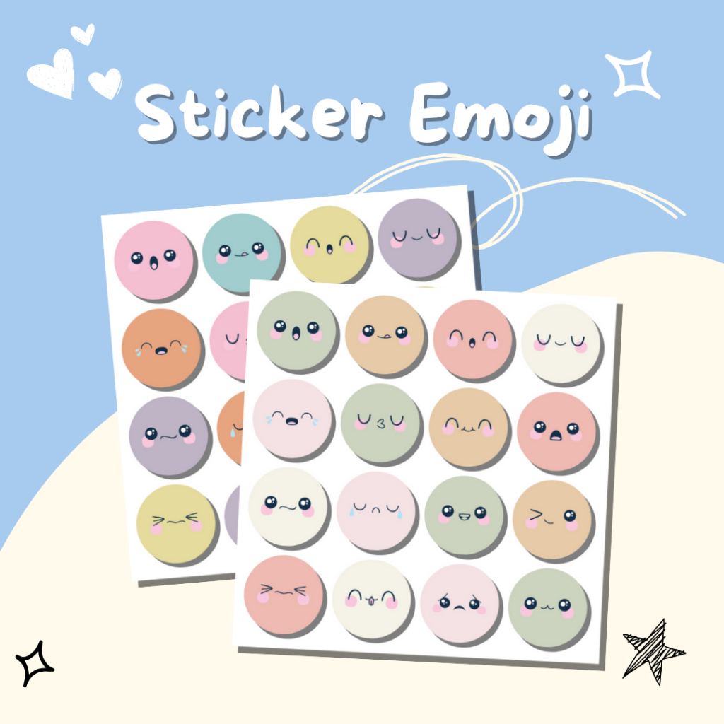 

Sticker stiker EMOJI bulat warna warni / Sticker basic small circle dekorasi aesthetic