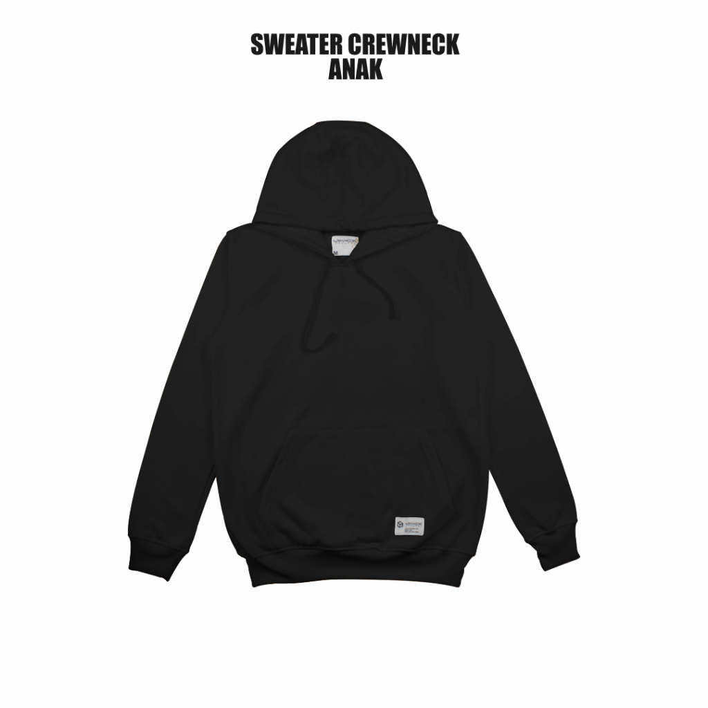 Spasmodic - Sweater Hoodie Anak Pria Wanita Basic Polos Hitam