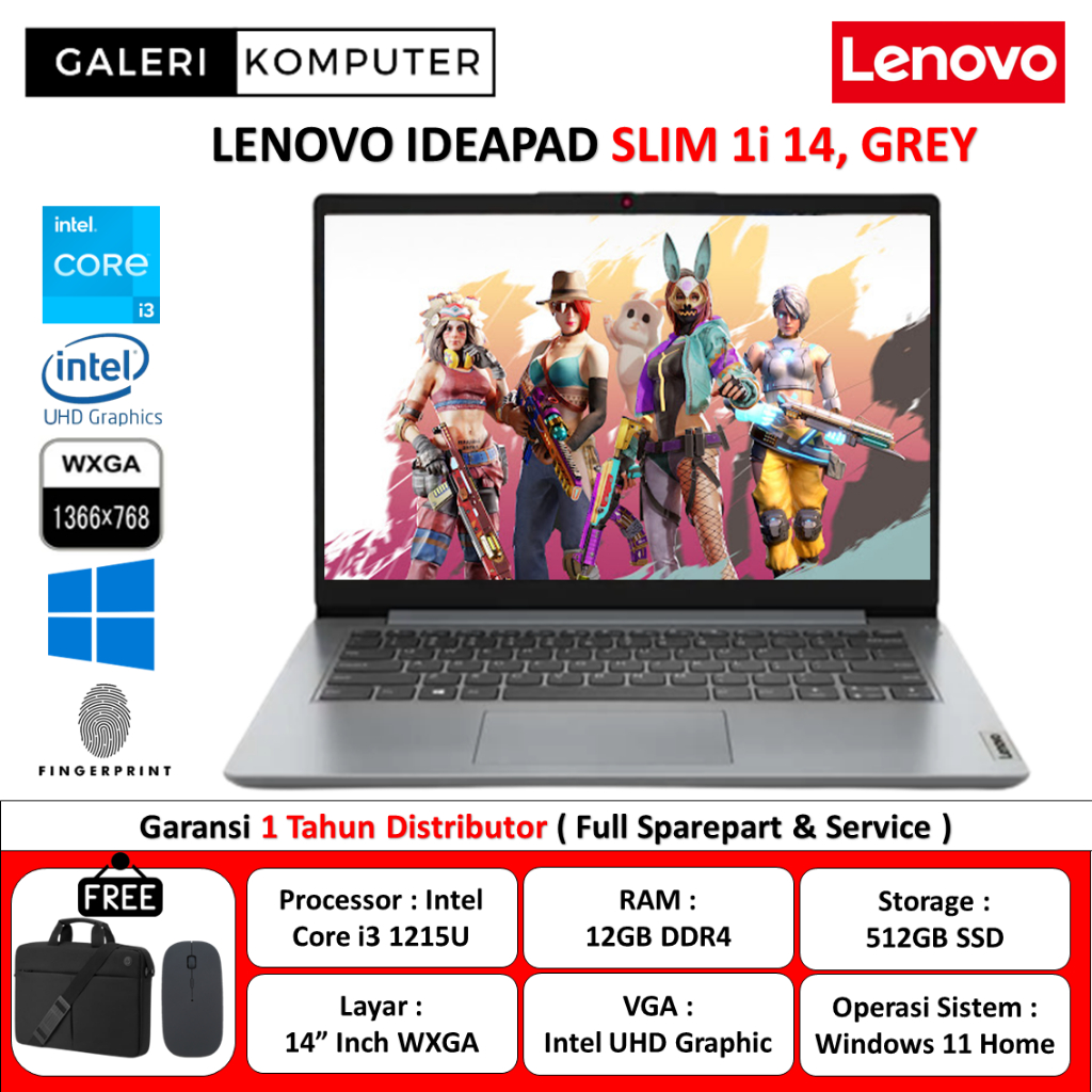 Laptop Lenovo IdeaPad Slim 1i 14 Intel Core i3-1215U 20GB 512GB Windows 11 Home