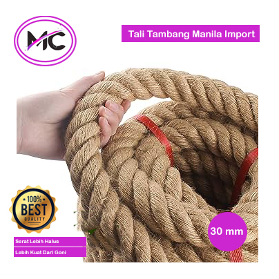 Tali Tambang Besar 32mm 34mm Permeter Tampar Manila Goni Dadung Coklat Kapal Jumbo Tarik Tambang
