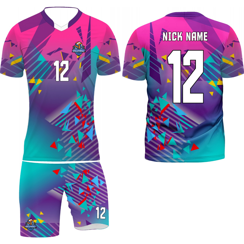 Setelan Jersey Voli/Volly Gradasi Unggu Full Print Free Nameset