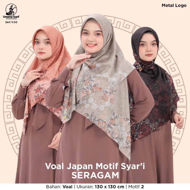 HIJAB SEGIEMPAT PREMIUM UMAMA SYAR'I MOTIF JILBAB MOTIF JUMBO HIJAB VOAL PREMIUM UMAMA VOAL JAPAN ME