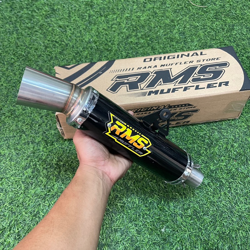 slincer knalpot rms muffler bulat samlong black Inlet 38 50 sarangan full setengah  dan bor bonus ka