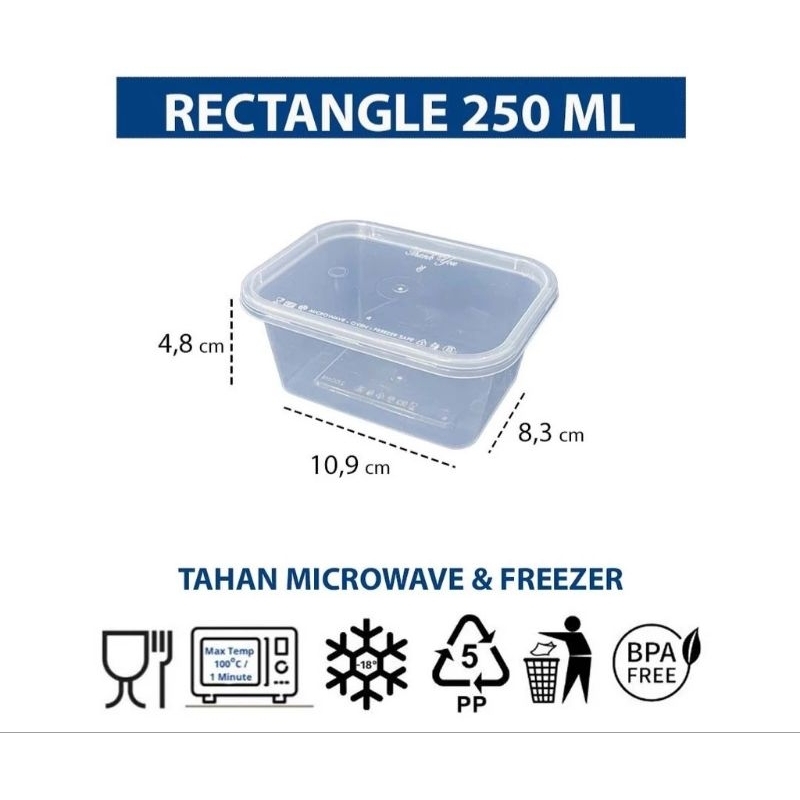 Thinwall panjang kotak 200ml 250ml REC / cup puding kotak plastik ( 25pc )