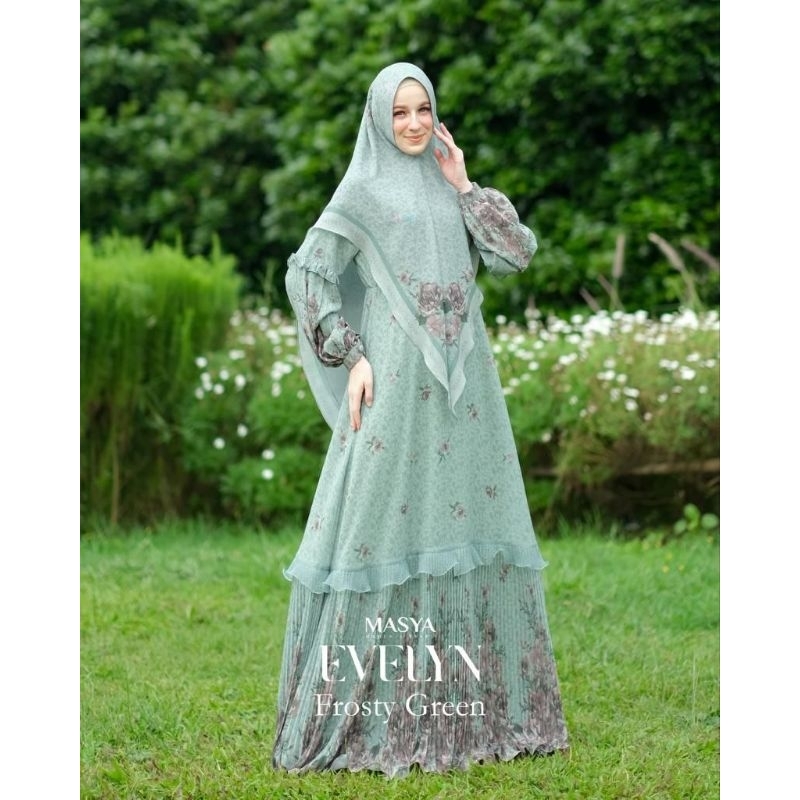 [MADENIA_SYAR'I MASYA] GAMIS SYARI / DRESS SET " EVELYN - FROSTY GREEN " By Madenia syari Masya