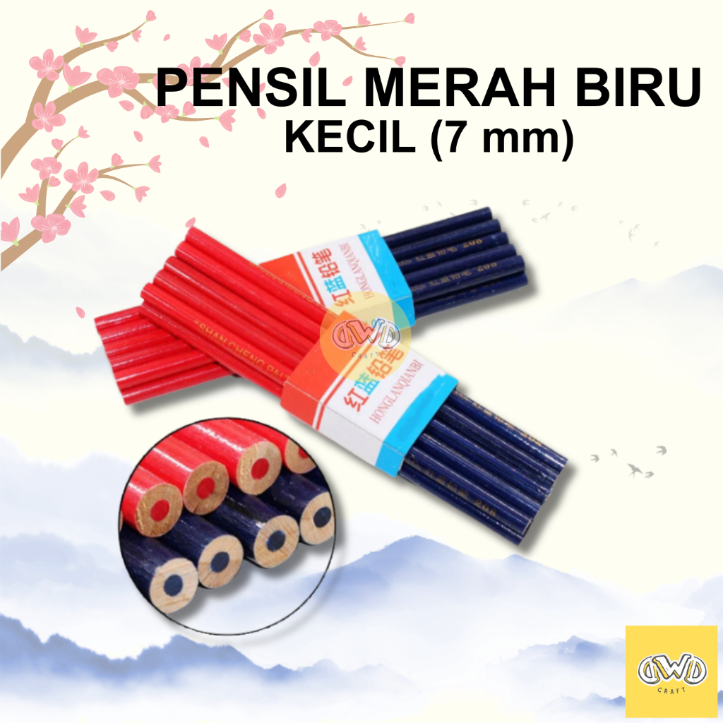 

Pensil merah biru kecil pola