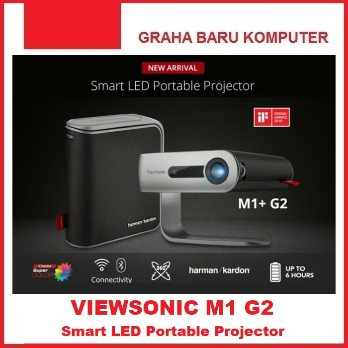 Viewsonic M G2 Smart LED Portable Mini Projector Proyektor Portabel With Harman Kardon Bluetooth Spe
