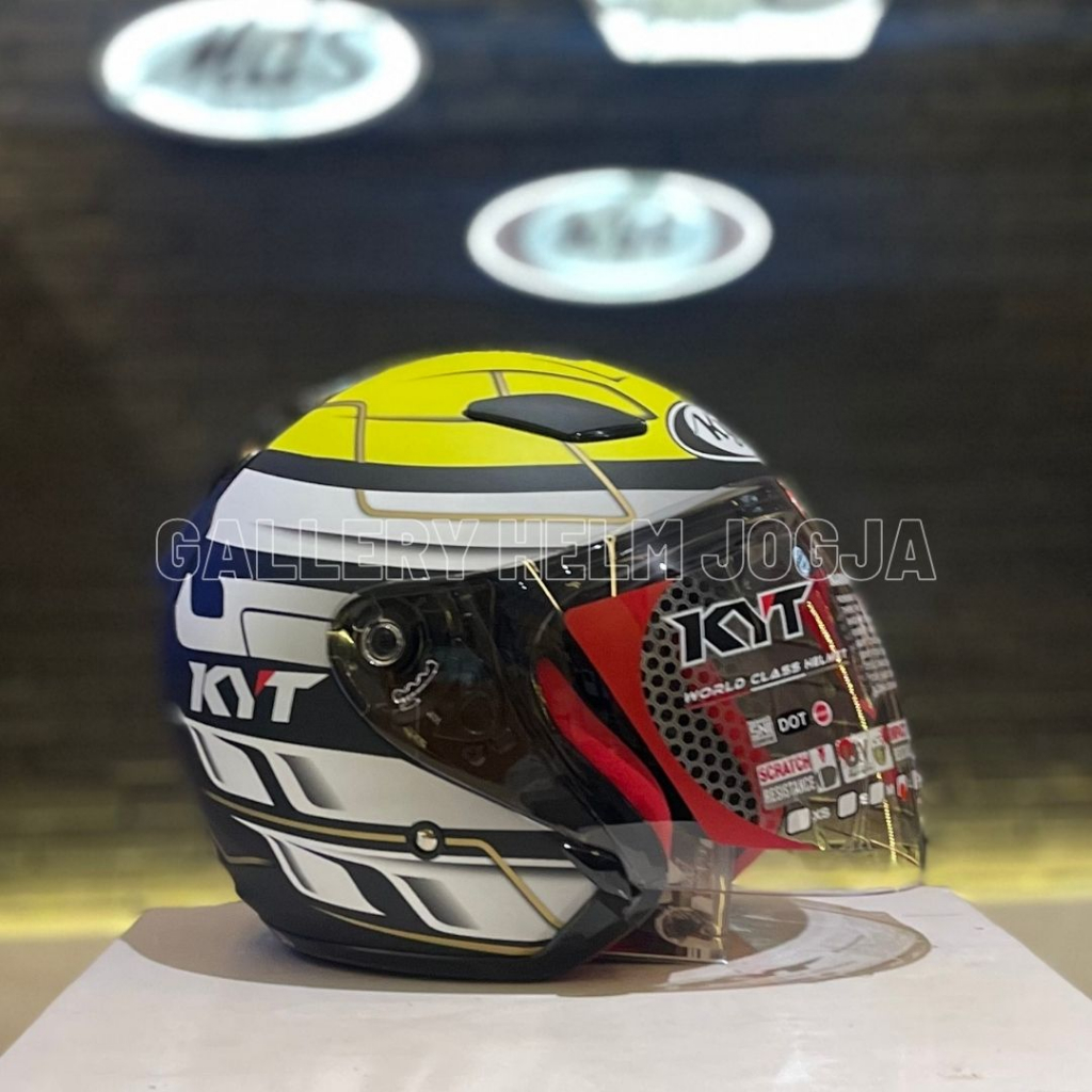 KYT DJ Maru #13 Black Matt Yellow Gold / KYT DJ Maru Seri 13 Black Matt Yellow Gold / helm kyt / hel