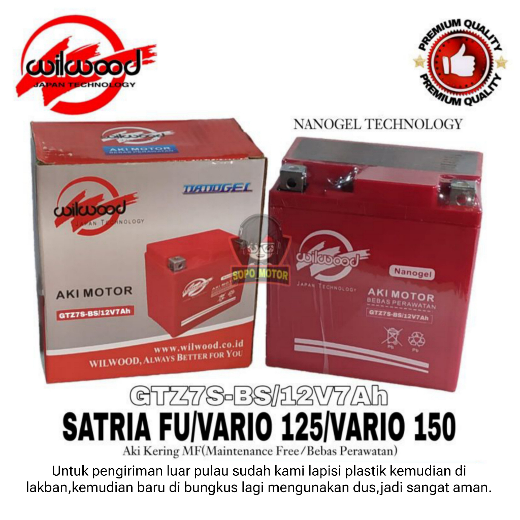 Aki kering satria fu GTZ7S-BS/aki kering vario 150/aki kering vario 125/aki kering wilwood MURAH