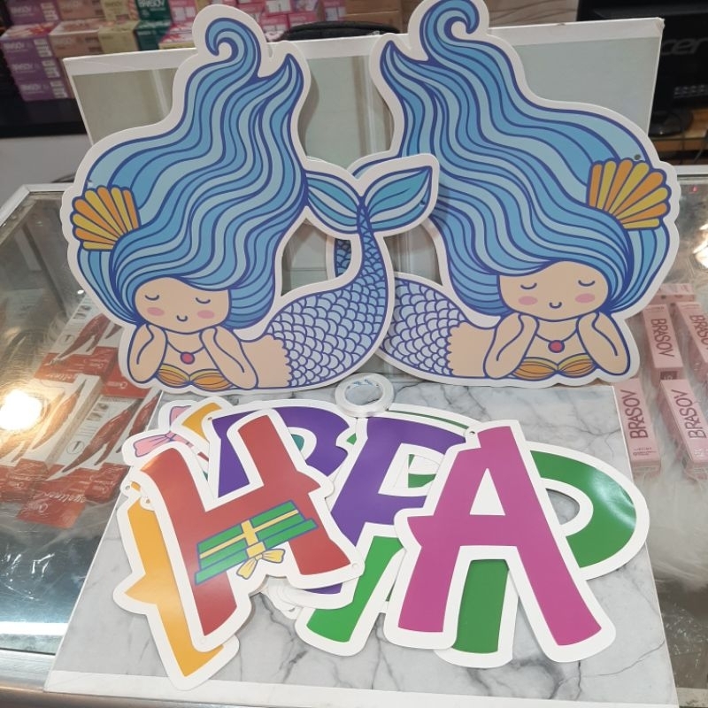 Banner Happy Birthday / Banner Ulang Tahun / Banner Motif Mermaid