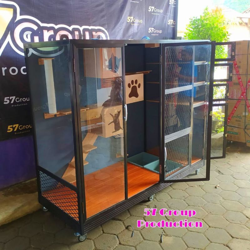 Kandang Kucing Minimalis Bahan Alumunium - Kandang Rumah Kucing Aquarium Besar