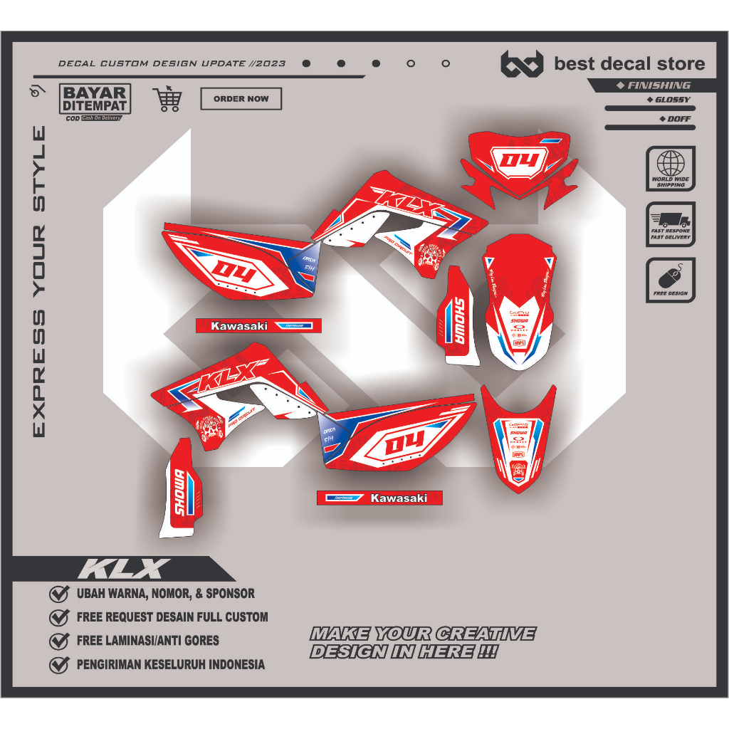 DECAL KLX LAMA FULL BODY HOLOGRAM DECAL STIKER KEREN