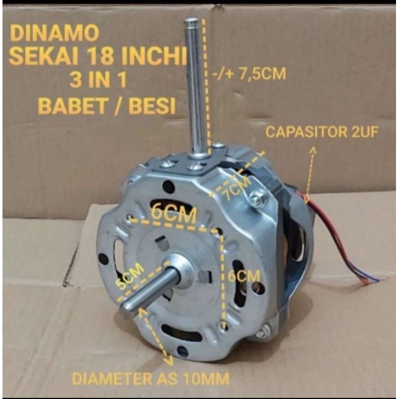 dinamo kipas angin Sekai tornado 18 inch baling besi as 10 mm