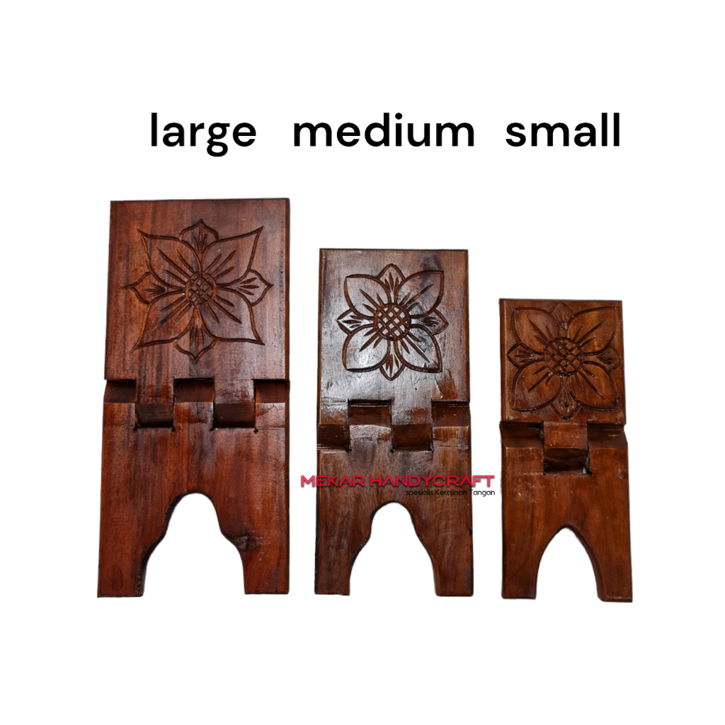 Rekal Al Quran Kayu Mahoni Ukir Finishing Kasar