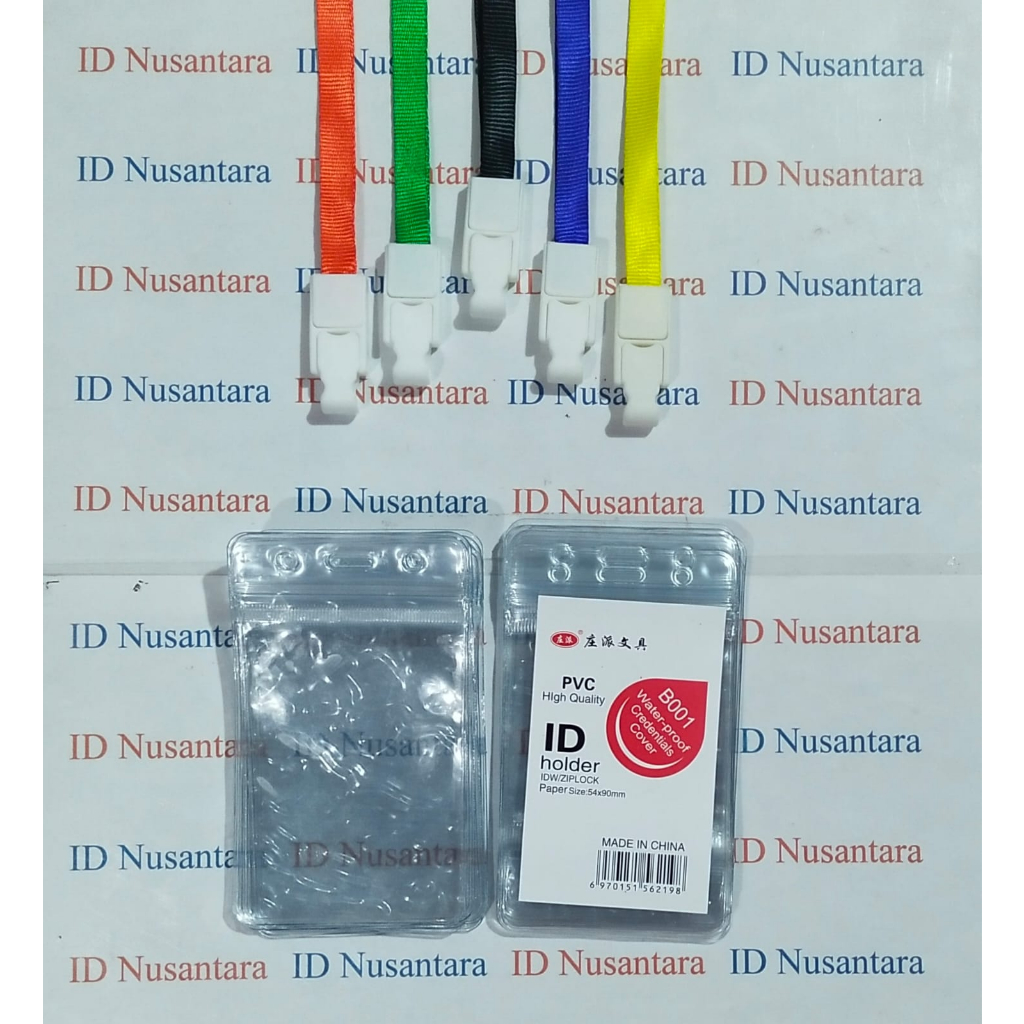 Paket ID Card Case Zipper 6,5x9 CM + Tali Kait Plastik 1 CM Isi (10pcs)
