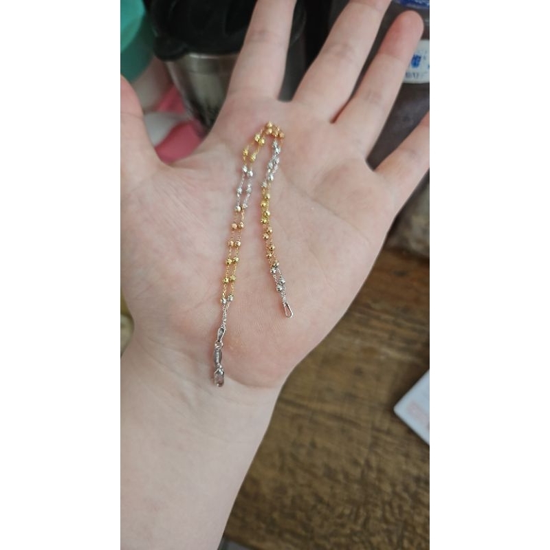 Gelang jedar 2 layer double kombinasi rose gold putih emas asli 375