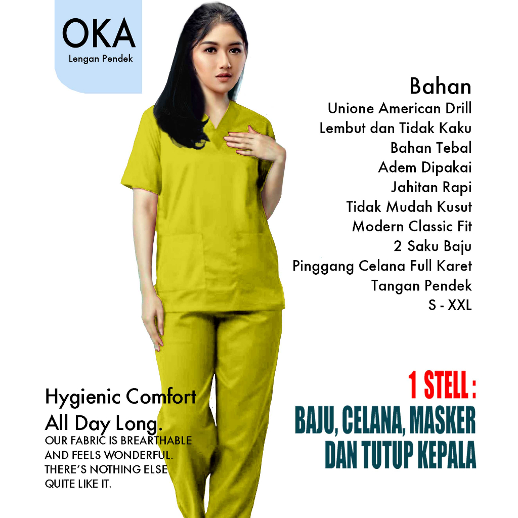 Baju Ok Ok DokterJaga Perawat Scrub Petugas Medis Lengan pendek