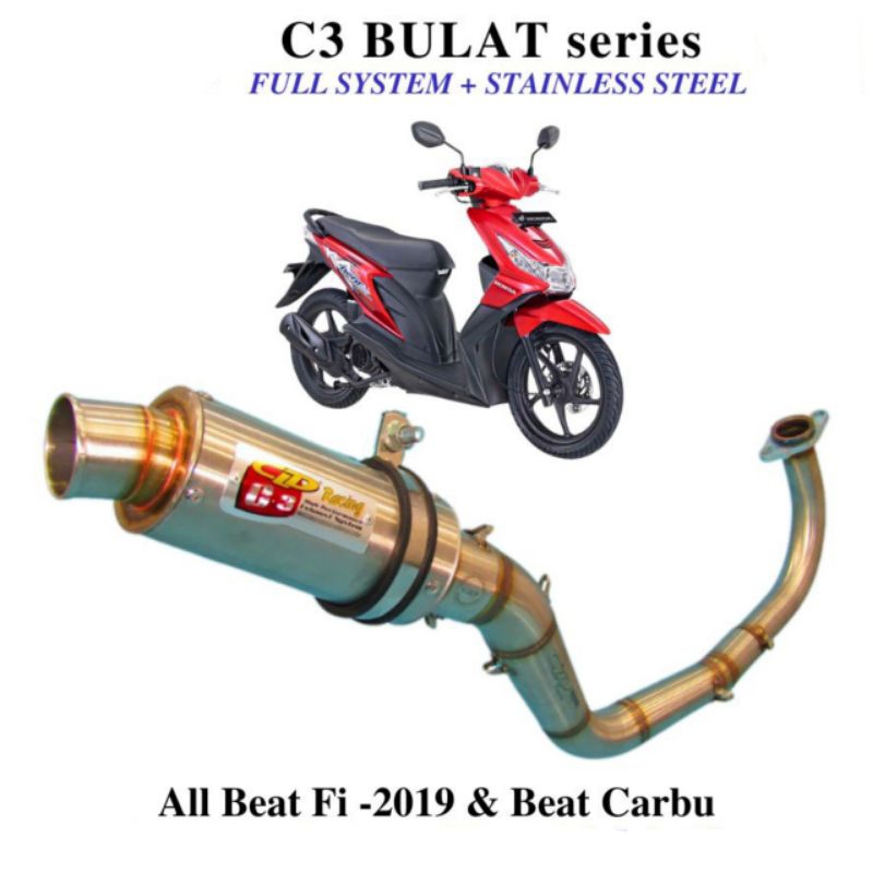 Knalpot Cld c3 Bulat Beat Karbu fi esp Street pop Stainless Knalpot Kolong Full System