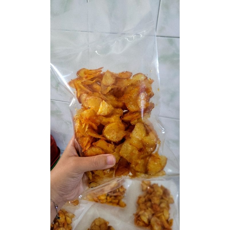 

Keripik Singkong Pedas Manis / Pedas Asin Homemade