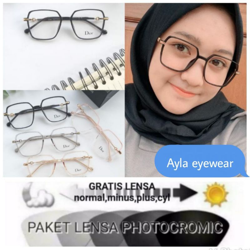 Kacamata wanita cantik gratis lensa minus anti radiasi photocromik 0366 kacamata terbaru
