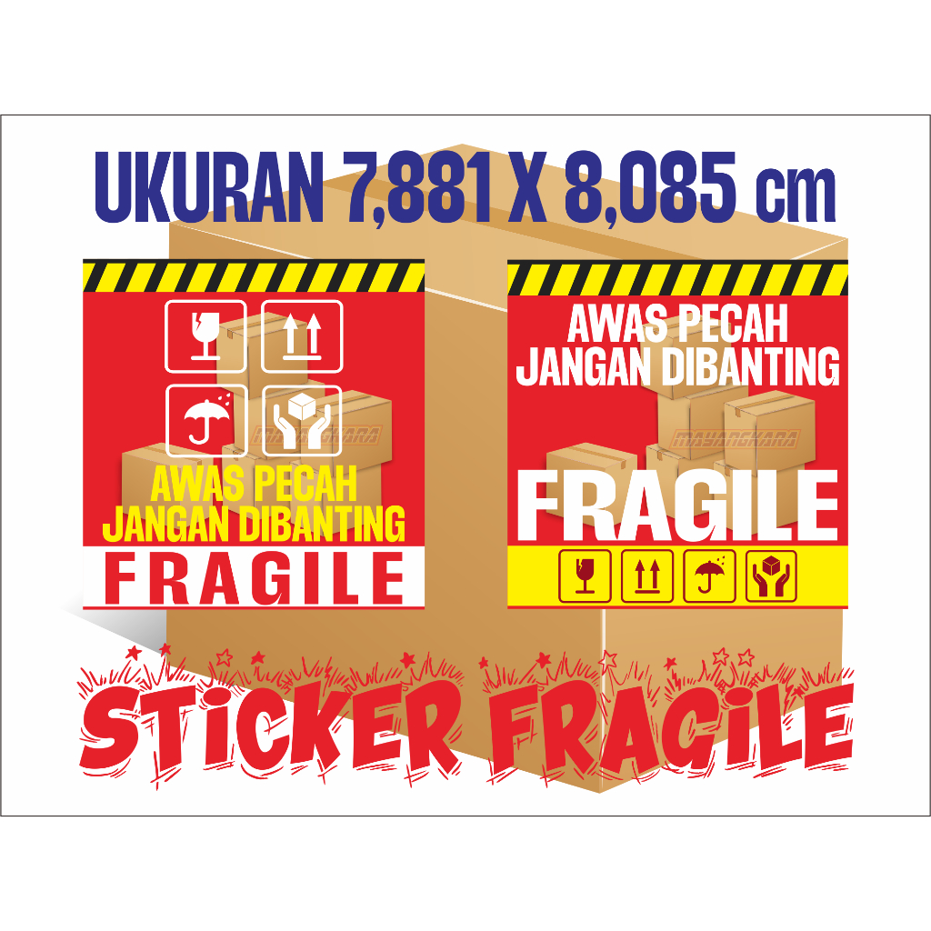 

stiker fragile | stiker fragile murah | ukuran 7,881 x 8,085 cm | stiker pengiriman label | fragile merah