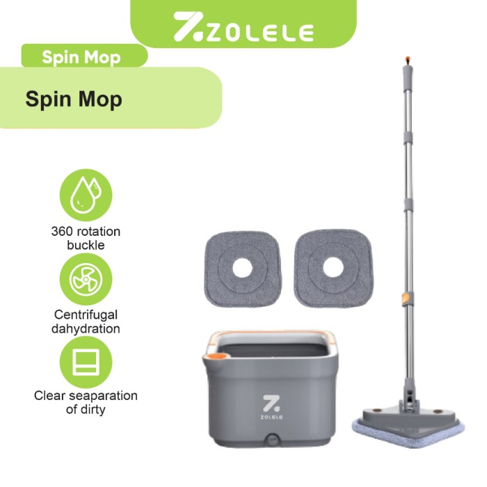 Zolele M16 Ultra Spin Mop Tongkat Kain Pel Pembersih Lantai Putar Ember Pengering