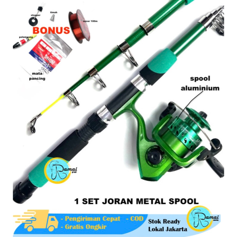 TERBAIK SET JORAN PANCING REEL SPOOL METAL PREMIUM MURAH BANYAK BONUS BERKUALITAS