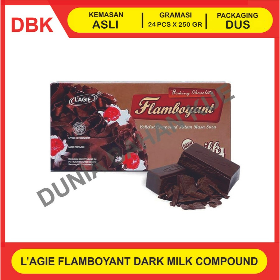 

LAGIE FLAMBOYANT DARK MILK 250 GR - 1 DUS 24 PCS / COKLAT BATANG COMPOUND COKELAT SUSU