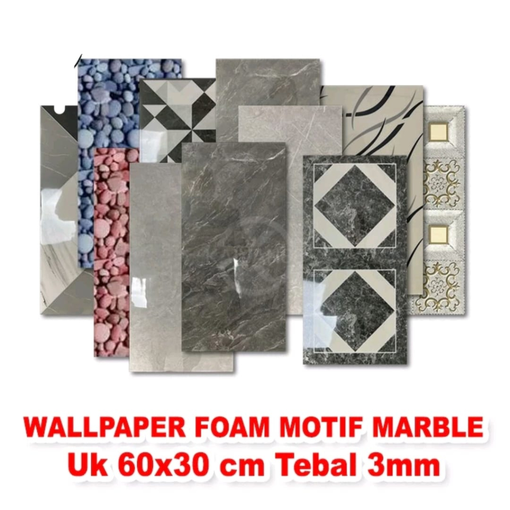 Wallpaper dinding Vinyl Marble 30 x 60 cm 0,3cm / Lantai Vinyl Marbel Granit / Stiker Lemari Cabinet Marbel