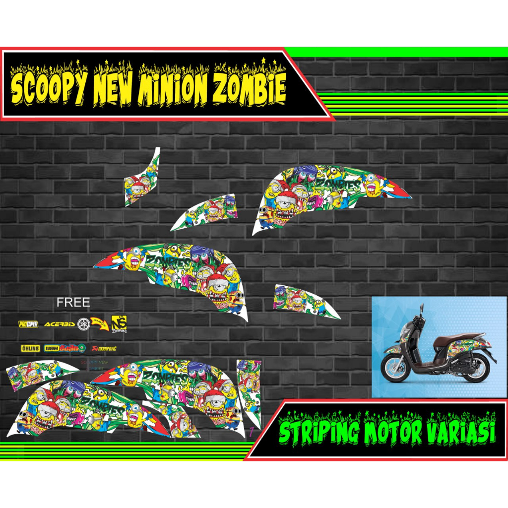 striping stiker motor scoopy new minion zombie