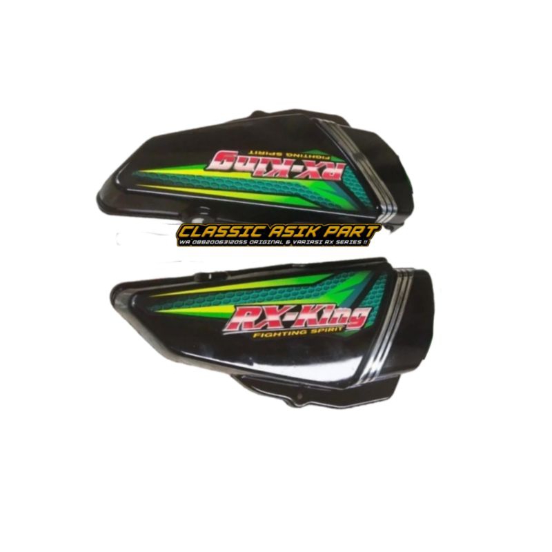 Cover tutup box aki rx king 2005 Hitam list hijau