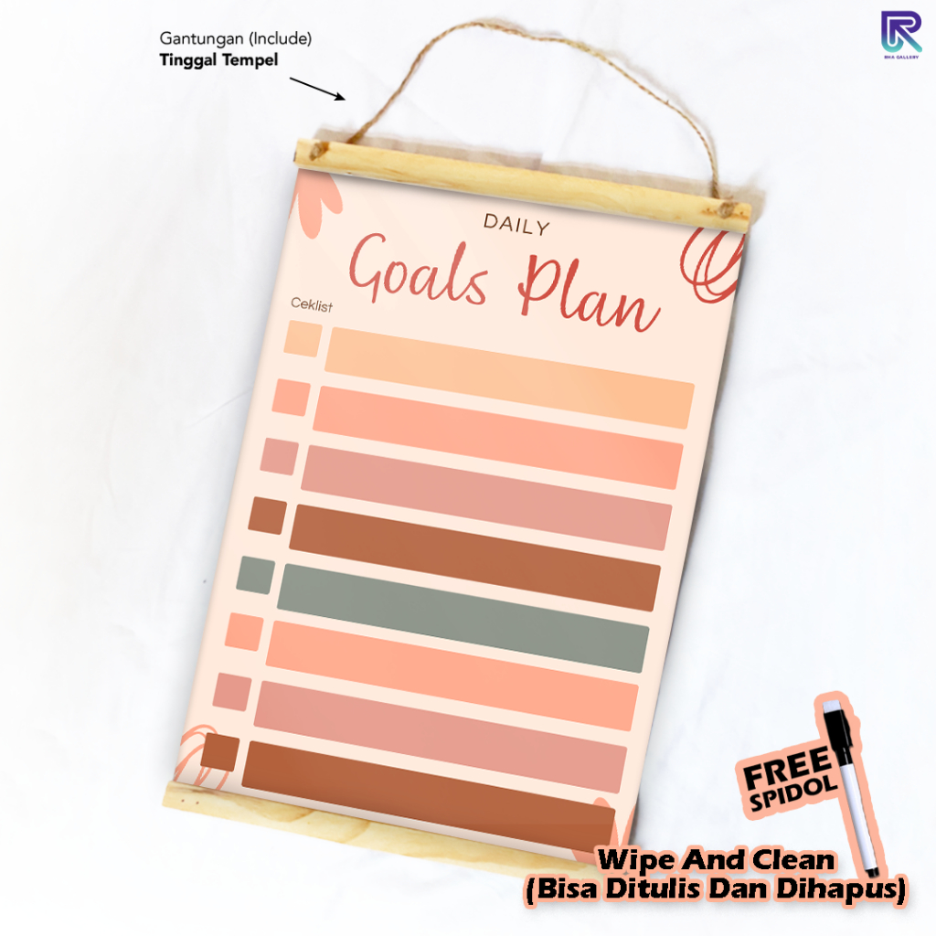 

RHA GALLERY Planner Schedule Daily Goals Daily Weekly Wipe And Clean List Jadwal Tulis 32x48 CM