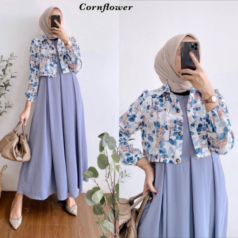 SET OUTER INNER RINARA GAMIS CRINKLE AIRFLOW PREMIUM GAMIS REMAJA SET