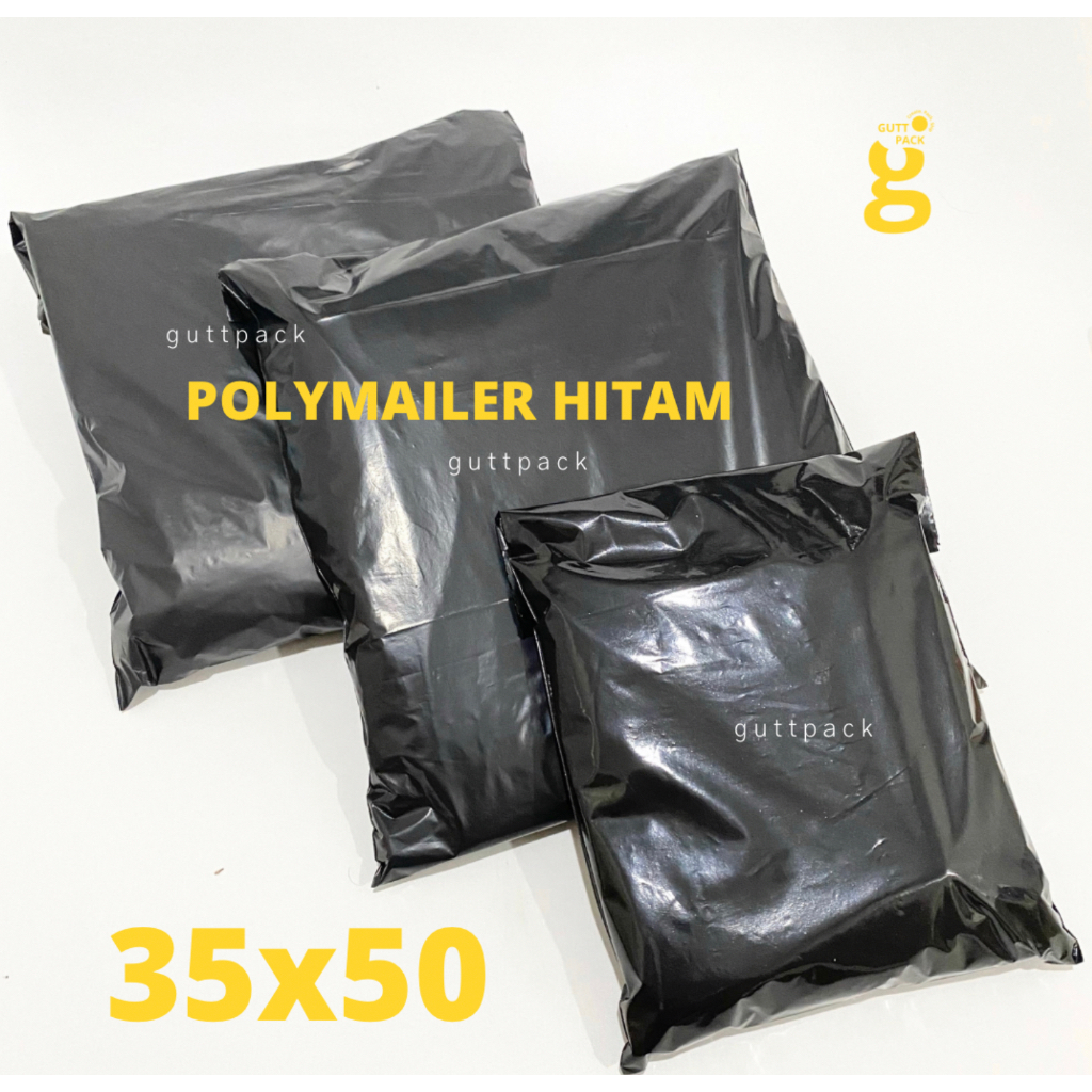 

Plastik Packing Olshop Polymailer Hitam 35x50CM PE Glossy / Sablon Plastik Polymailer