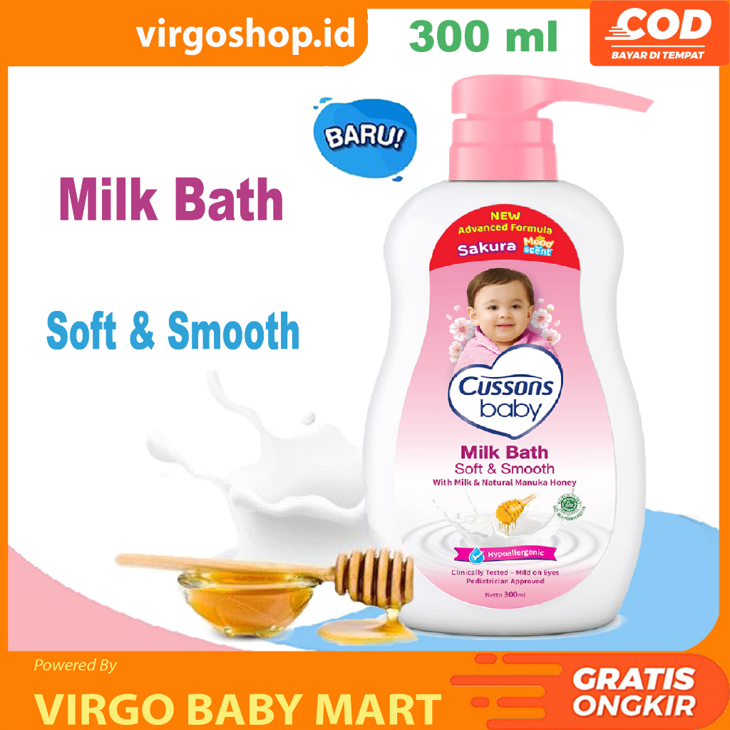 Cussons Baby Milk Bath Soft & Smooth 300ml - Sabun Mandi Bayi Pump