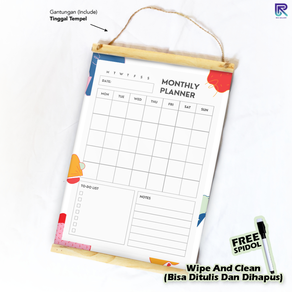 

RHA GALLERY Planner Schedule Daily Weekly Jadwal Bulanan Potrait Wipe And Clean List Jadwal Tulis 32x48 CM