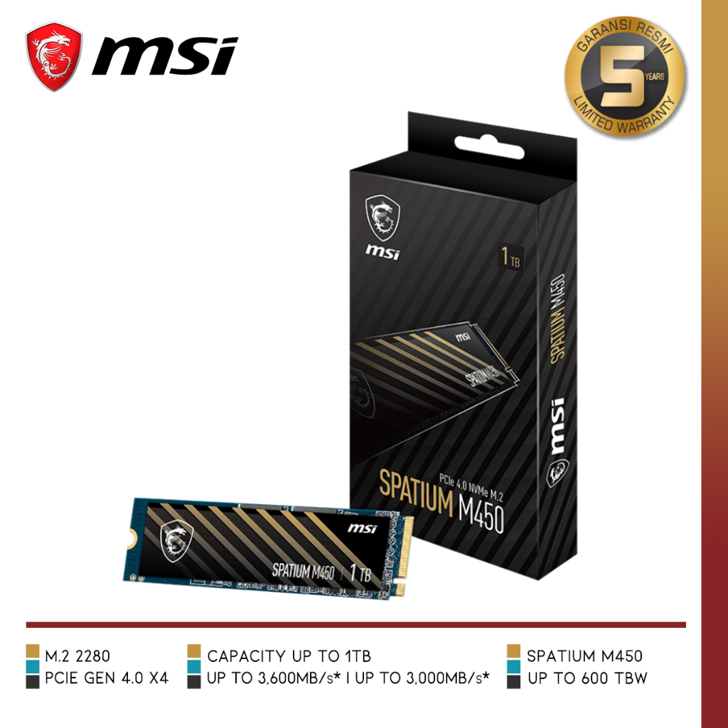 MSI SPATIUM M450 PCIe 4.0 NVMe M.2 | SSD M.2 NVMe Gen 4 x4