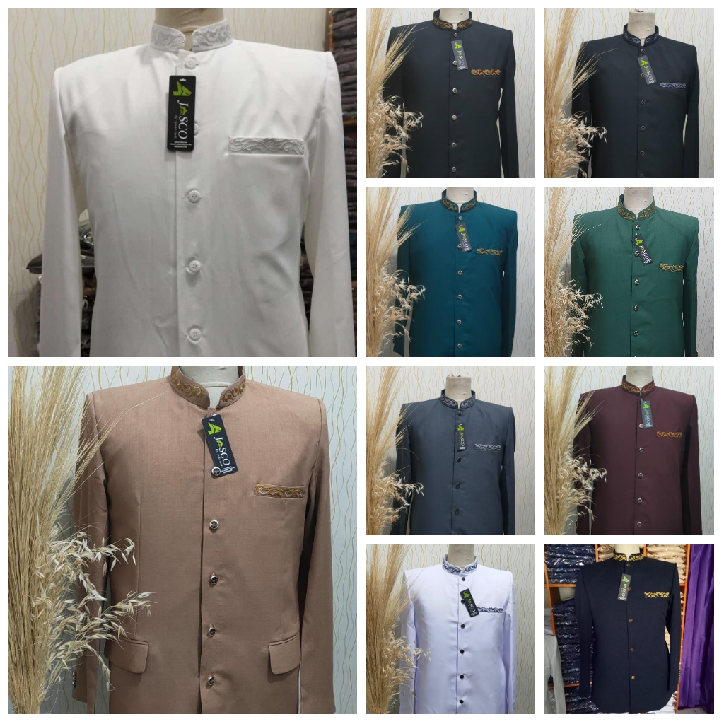 Jasko Bordir Original Kerah Saku Jas Koko Pria Lengan Panjang Baju Muslim Wol Novus By Jasco Tasik