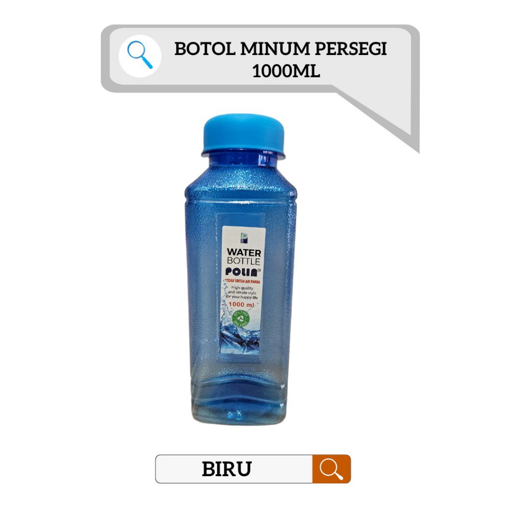 Botol Minum / Botol Minum Plastik / Botol Minum 1000ml / Botol Minum Persegi / Botol Minum Polin 1L