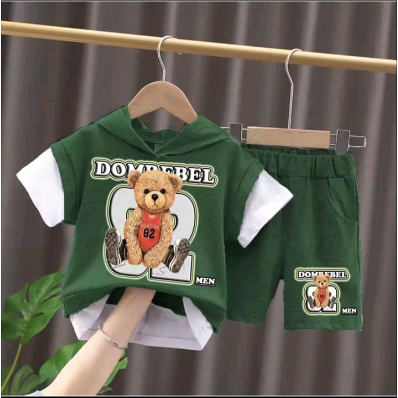 setelan baju anak laki laki terbaru/setelan baju anak hody lengan pendek bahan beby tery 6 bulan-5 t