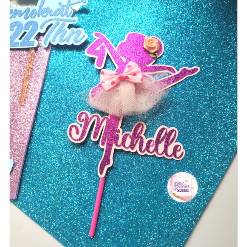 cake topper ballerina balet lucu hiasan kue ulang tahun nama anak