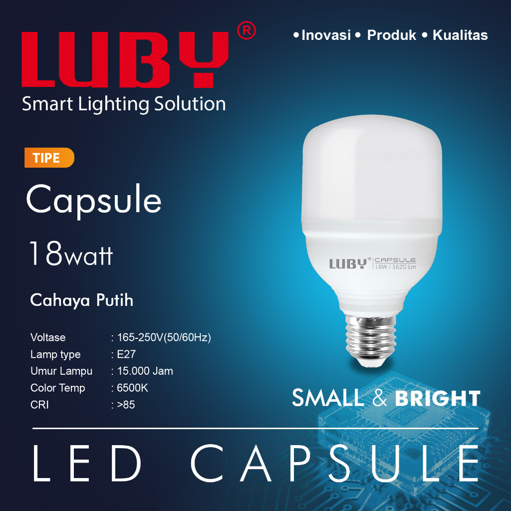 Lampu Led Capsule Luby 18 Watt Cahaya Putih