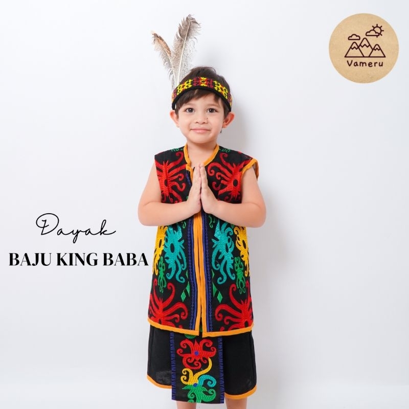 RB PAKAIAN ADAT ANAK LAKI-LAKI DAYAK KALIMANTAN BORDIR VAMERU