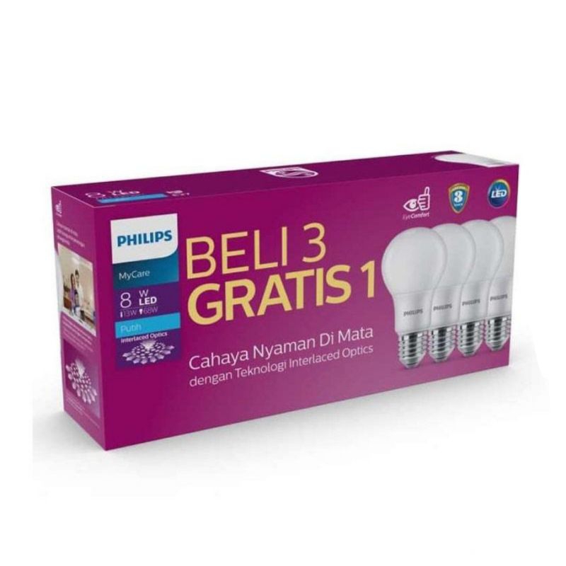 PHILIPS MyCare Multipack Bohlam Lampu LED 8 watt