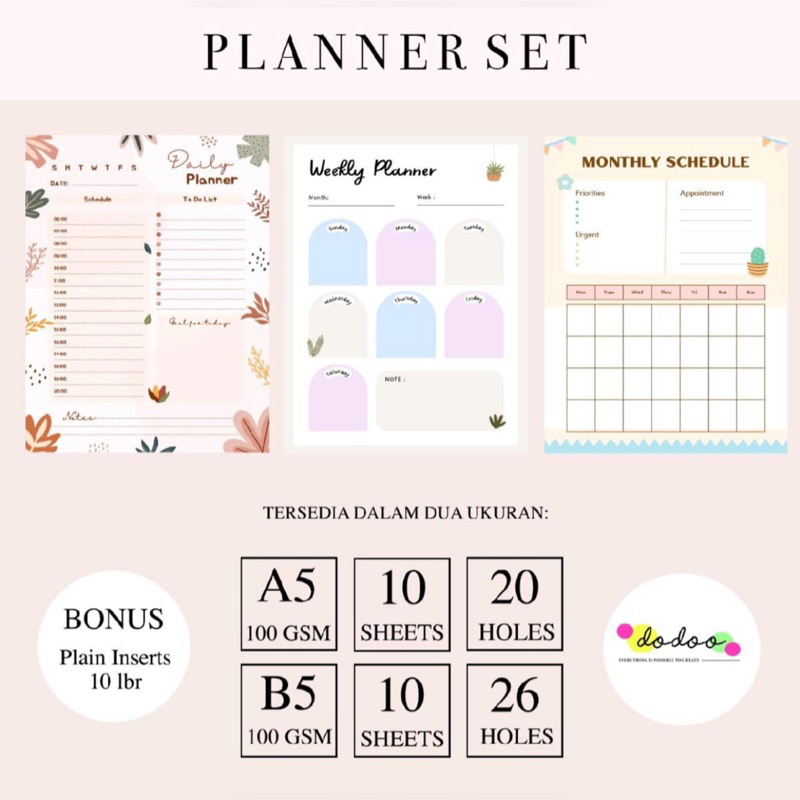 

PASTEL ILUSTRATIVE DAILY WEEKLY PLANNER ISI BINDER