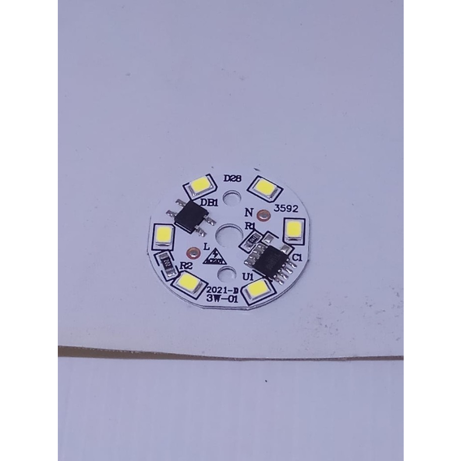 PCB Round LED SMD 2835 Putih 6500K AC 220V - 3 WATT