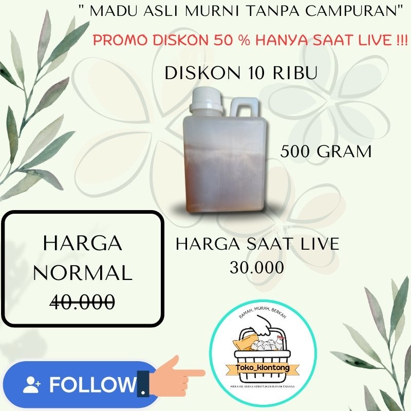 

MADU ASLI MURNI TANPA CAMPURAN 500 GRAM